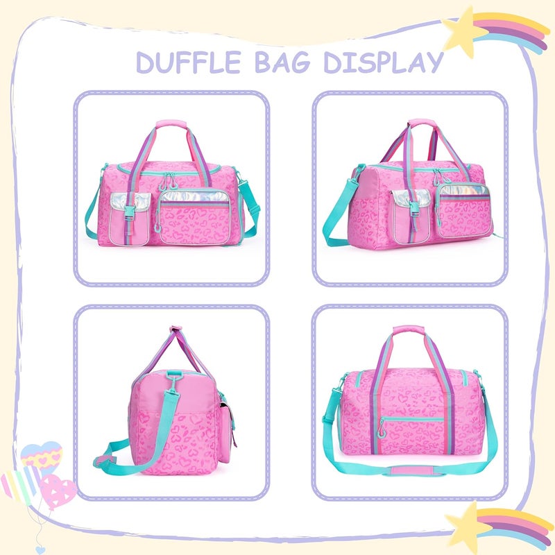 Oruiji Kids Duffle Bag Girls Women Travel Bag Gifts Overnight Bags for Girls Women Tote Sleepover Gym Dance Bags for Kids with Shoes Compartment - Image 3